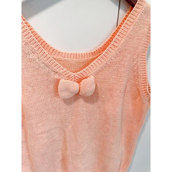 Vintage 90s Knit tank Top Peach Size Small Summer Softgirl pastels Sweater - Picture 4 of 6